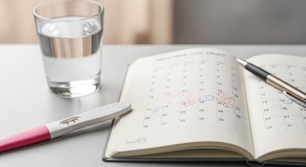 Pregnancy test timing while tracking a menstrual cycle