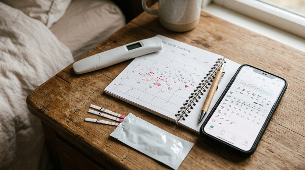 Irregular cycle tracking tools with pregnancy test and ovulation strips
