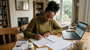 Woman preparing a preconception checklist during the trimester zero planning stage