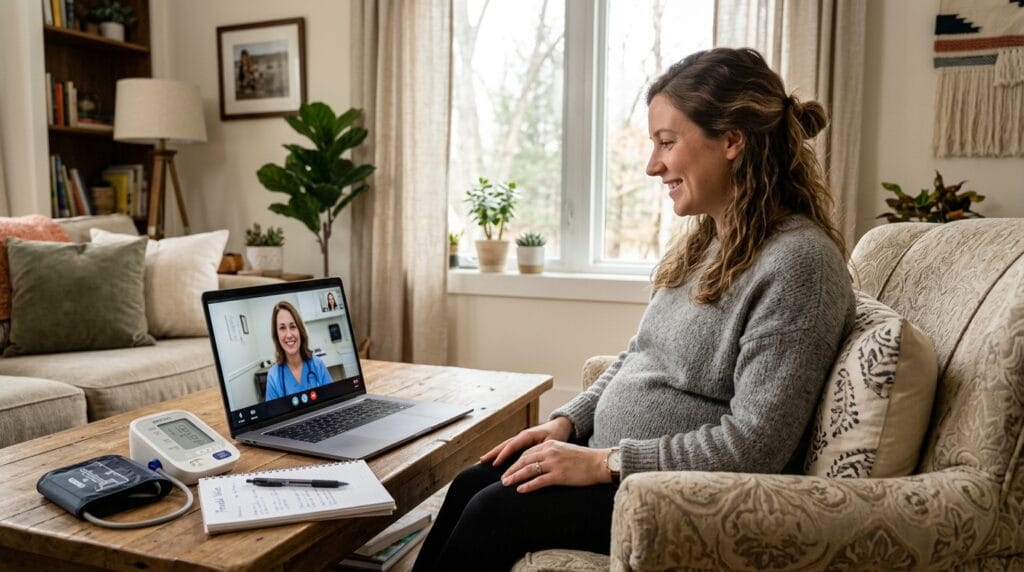 Prenatal telehealth visit combined with home monitoring in 2026