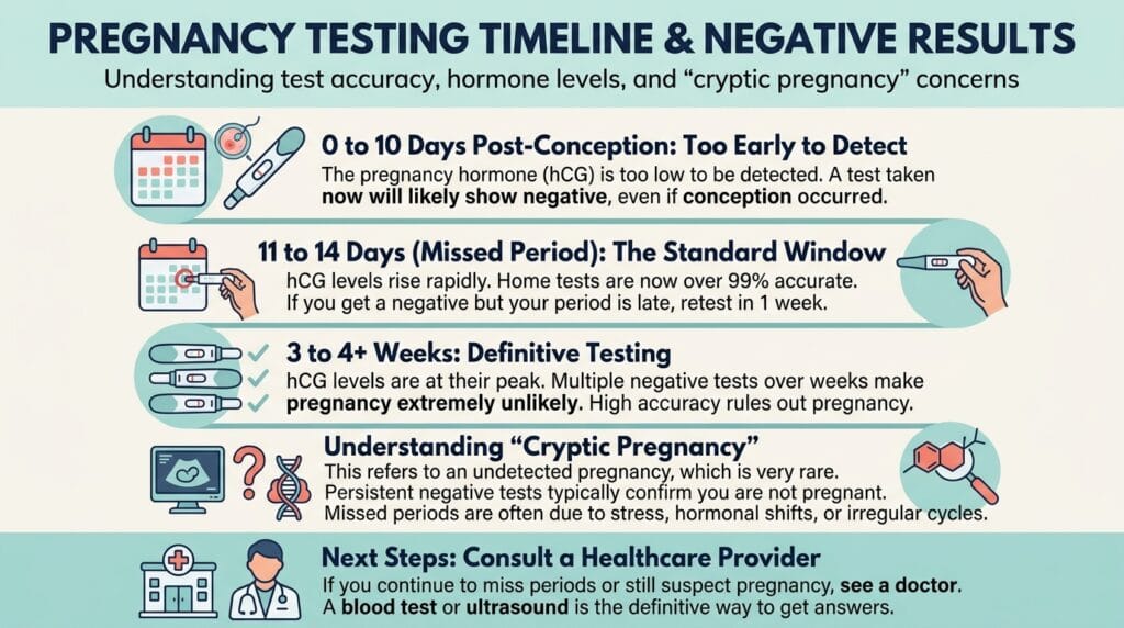 Testing timeline for cryptic pregnancy and negative pregnancy tests