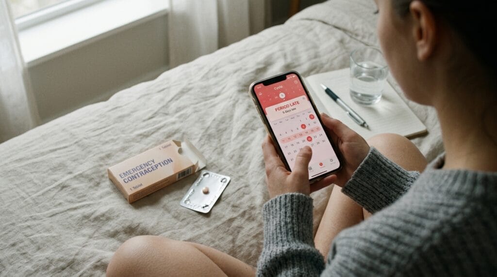 Tracking a late period after taking emergency contraception