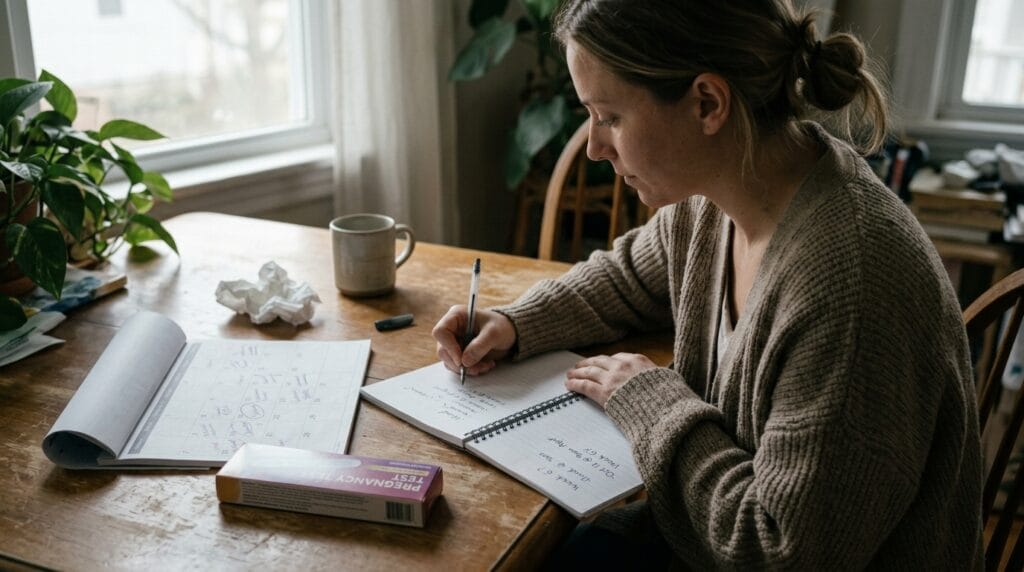 Tracking early pregnancy spotting and symptoms for a healthcare appointment